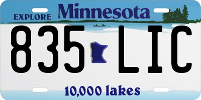 MN license plate 835LIC