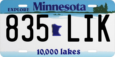 MN license plate 835LIK