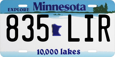 MN license plate 835LIR
