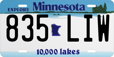 MN license plate 835LIW