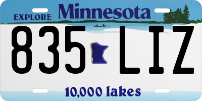 MN license plate 835LIZ