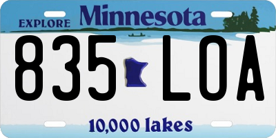 MN license plate 835LOA