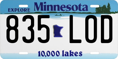 MN license plate 835LOD