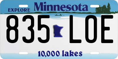 MN license plate 835LOE