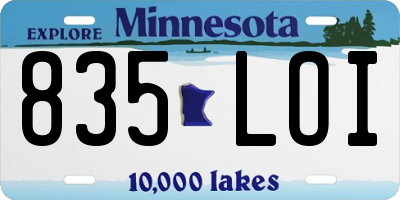 MN license plate 835LOI