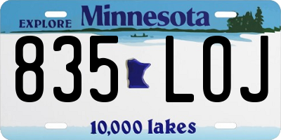 MN license plate 835LOJ