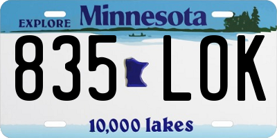 MN license plate 835LOK