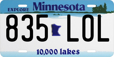 MN license plate 835LOL