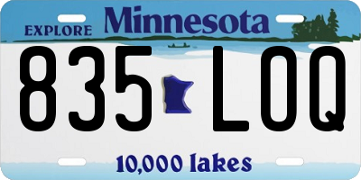 MN license plate 835LOQ