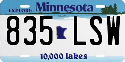 MN license plate 835LSW