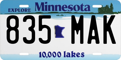 MN license plate 835MAK