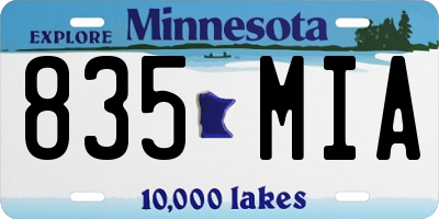 MN license plate 835MIA