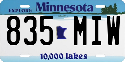 MN license plate 835MIW