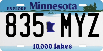 MN license plate 835MYZ