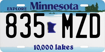 MN license plate 835MZD