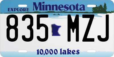 MN license plate 835MZJ