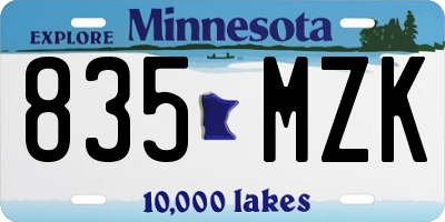 MN license plate 835MZK