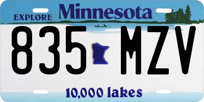 MN license plate 835MZV