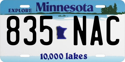 MN license plate 835NAC