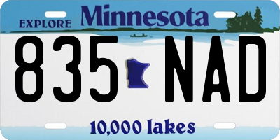 MN license plate 835NAD