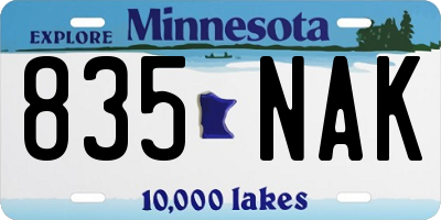 MN license plate 835NAK
