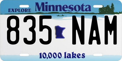 MN license plate 835NAM
