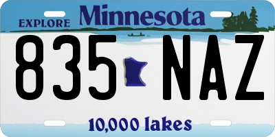 MN license plate 835NAZ
