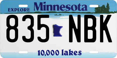 MN license plate 835NBK