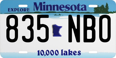 MN license plate 835NBO