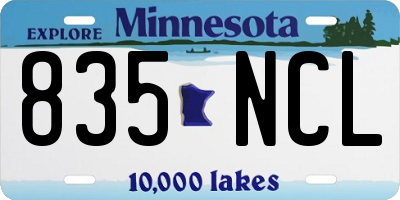 MN license plate 835NCL