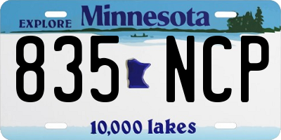 MN license plate 835NCP