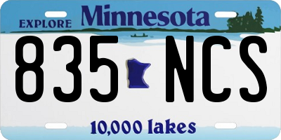 MN license plate 835NCS