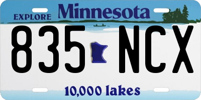 MN license plate 835NCX