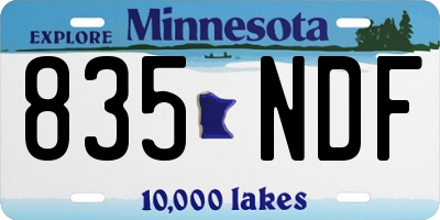 MN license plate 835NDF