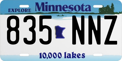 MN license plate 835NNZ