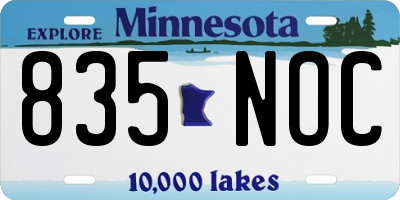MN license plate 835NOC