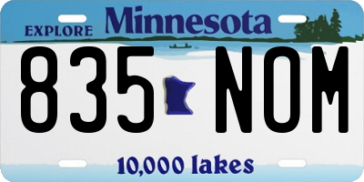 MN license plate 835NOM
