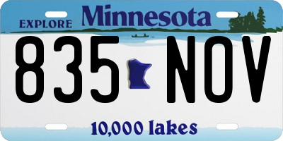MN license plate 835NOV