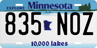 MN license plate 835NOZ