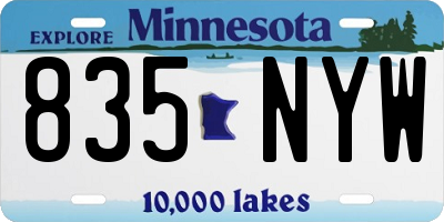 MN license plate 835NYW
