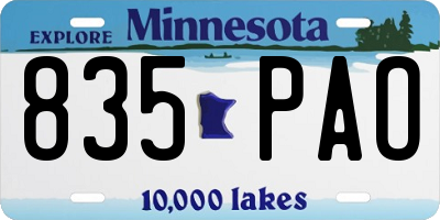 MN license plate 835PAO
