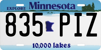 MN license plate 835PIZ