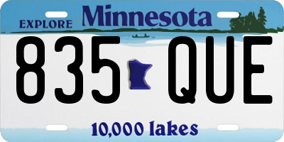 MN license plate 835QUE