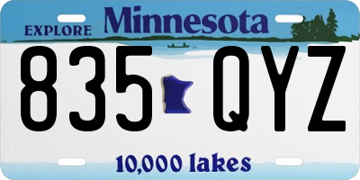MN license plate 835QYZ