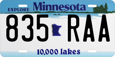 MN license plate 835RAA