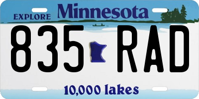 MN license plate 835RAD