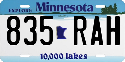 MN license plate 835RAH