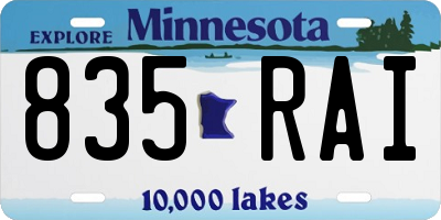 MN license plate 835RAI