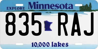 MN license plate 835RAJ