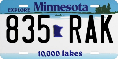 MN license plate 835RAK